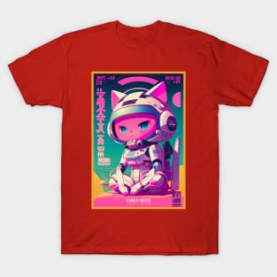 Vintage Anime Cat | Quality Retro Anime Origin Design | Chibi Kawaii Manga Anime Cat Art T-Shirt